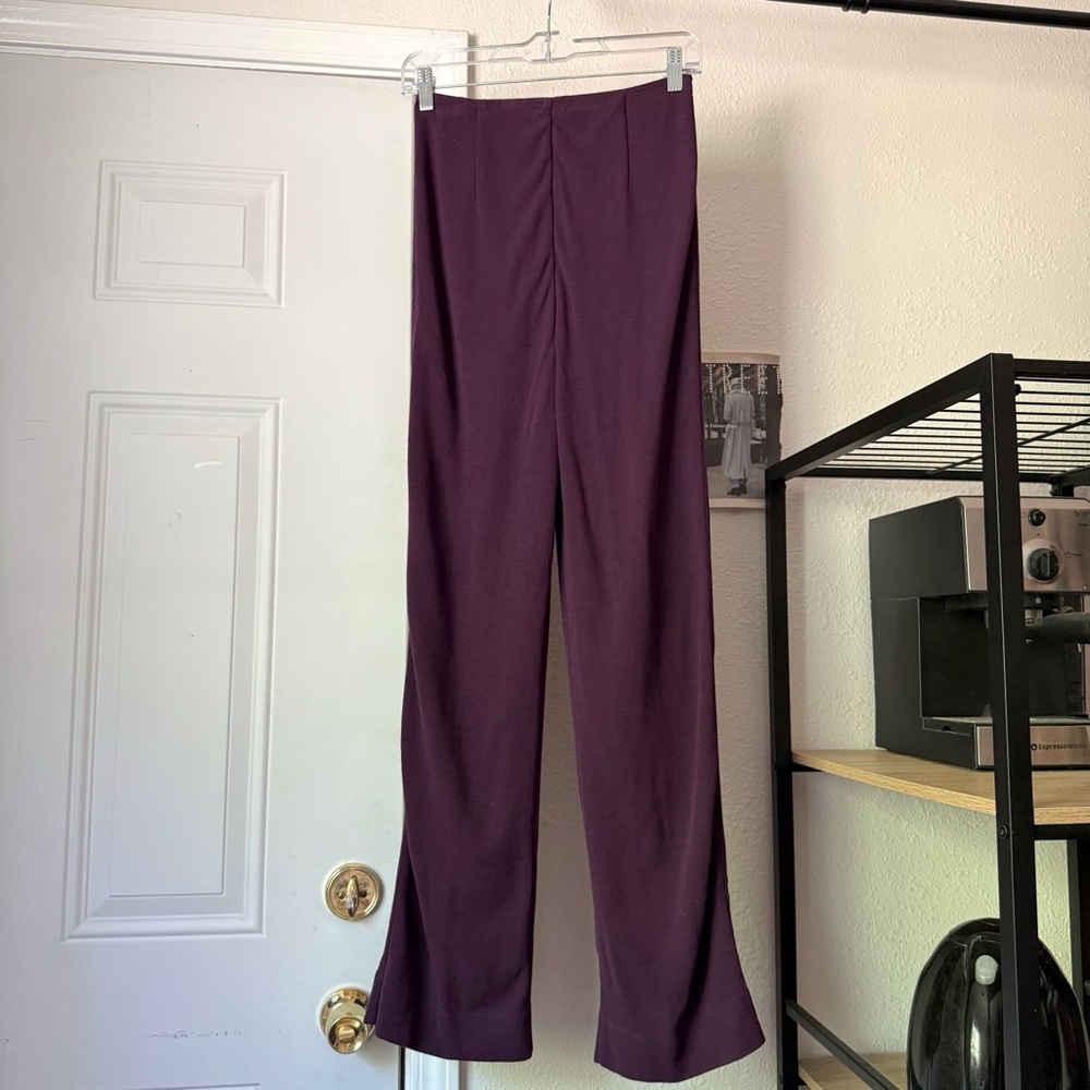 Missoni purple vintage wool rayon blend elastic waist straight leg pull on pants
